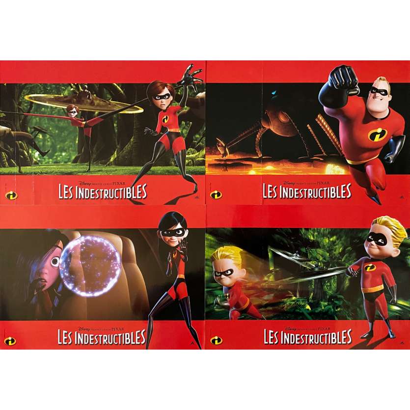 THE INCREDIBLES Original Lobby Cards x5 - 9x12 in. - 2004 - Brad Bird, Craig T. Nelson