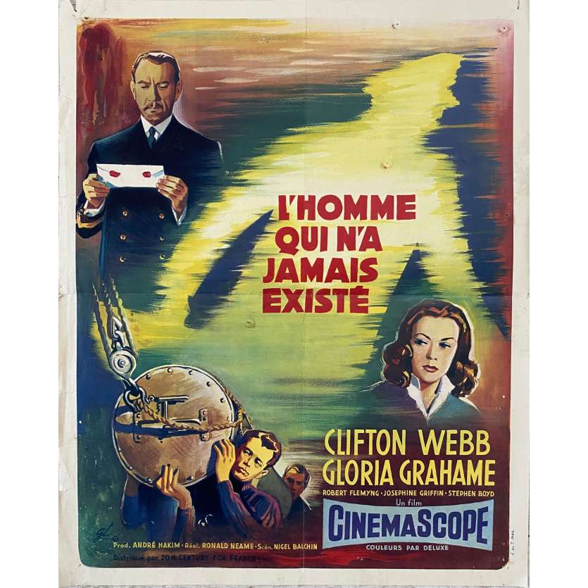 L'HOMME QUI N'A JAMAIS EXISTE Affiche de cinéma- 40x60 cm. - 1956 - Clifton Webb, Ronald Neame