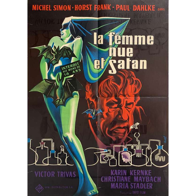 LA FEMME NUE ET SATAN Affiche de cinéma- 60x80 cm. - 1959 - Michel Simon, Victor Trivas
