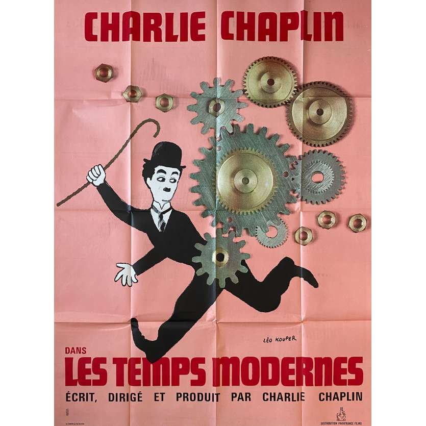 LES TEMPS MODERNES Affiche de cinéma- 120x160 cm. - 1936/R1970 - Paulette Goddard,, Charles Chaplin