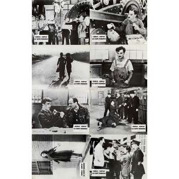 MODERN TIMES Vintage Lobby Cards x8 - 9x12 in. - 1936/R1970 - Charles Chaplin, Paulette Goddard,