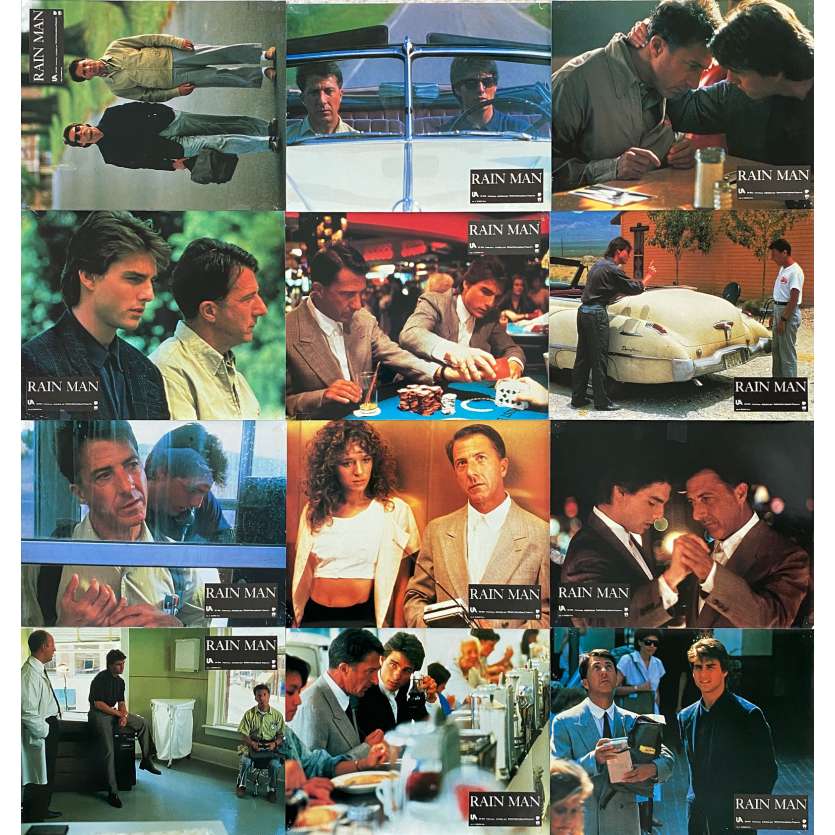 RAIN MAN Vintage Lobby Cards x12 - 9x12 in. - 1988 - Barry Levinson, Dustin Hoffman, Tom Cruise