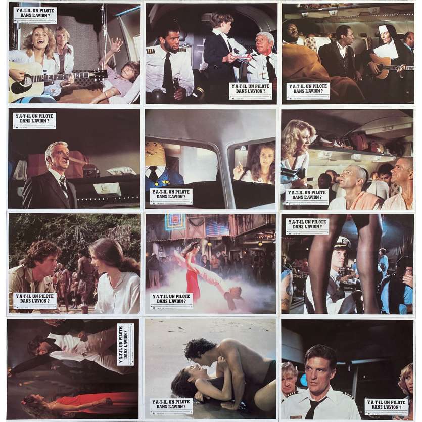 AIRPLANE Vintage Lobby Cards x12 - 9x12 in. - 1980 - David Zucker, Leslie Nielsen