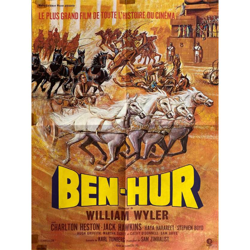 BEN-HUR Affiche de cinéma- 40x54 cm. - 1959/R1960 - Charlton Heston, William Wyler