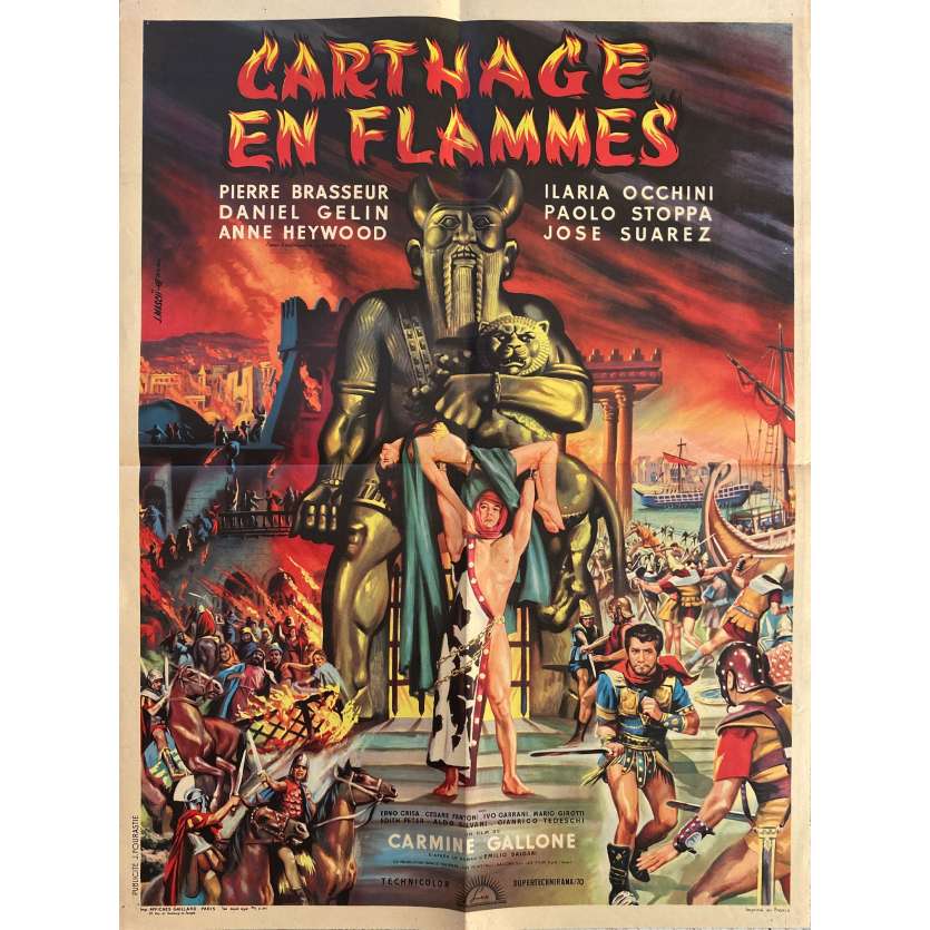 CARTHAGE EN FLAMME Affiche de cinéma- 60x80 cm. - 1960 - Pierre Brasseur, Carmine Gallone