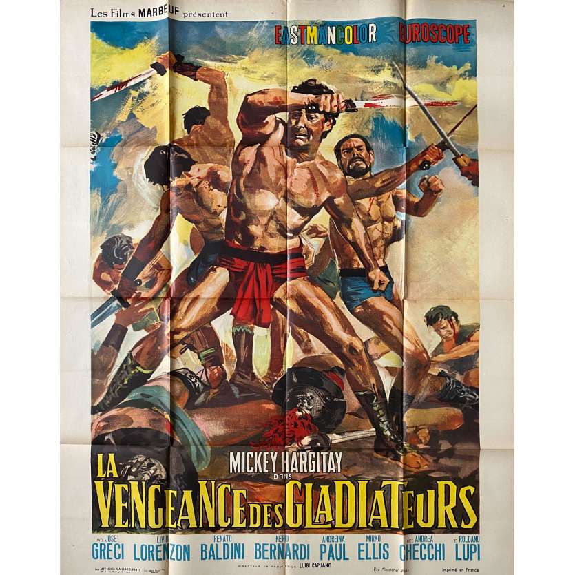 REVENGE OF THE GLADIATORS Vintage Movie Poster- 47x63 in. - 1964 - Luigi Capuano, Mickey Hargitay