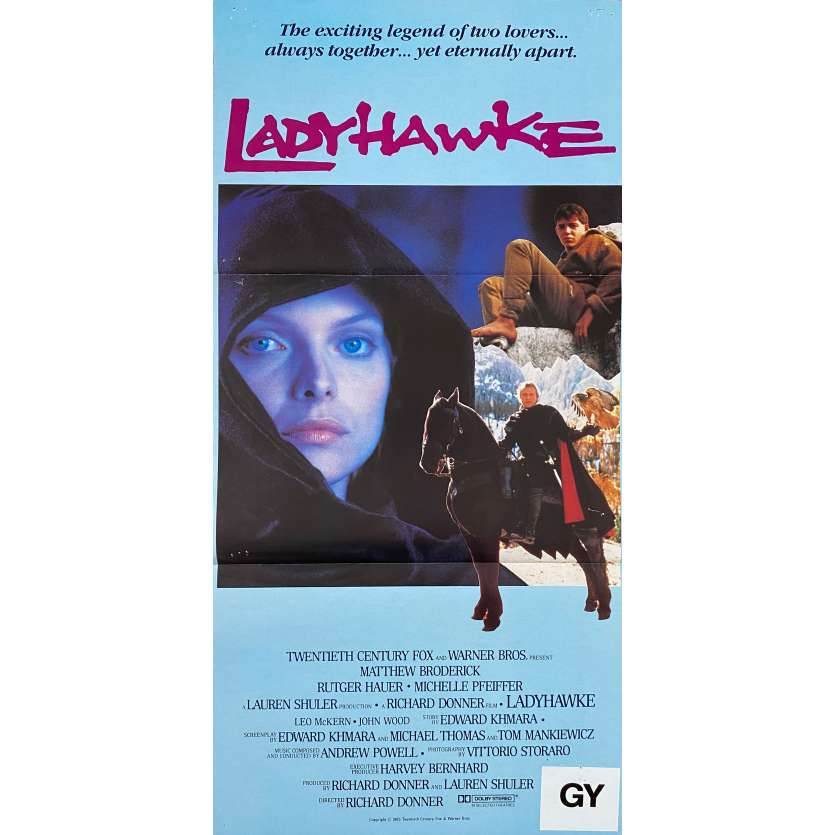 LADYHAWKE Affiche de cinéma- 33x78 cm. - 1985 - Michelle Pfeiffer, Richard Donner