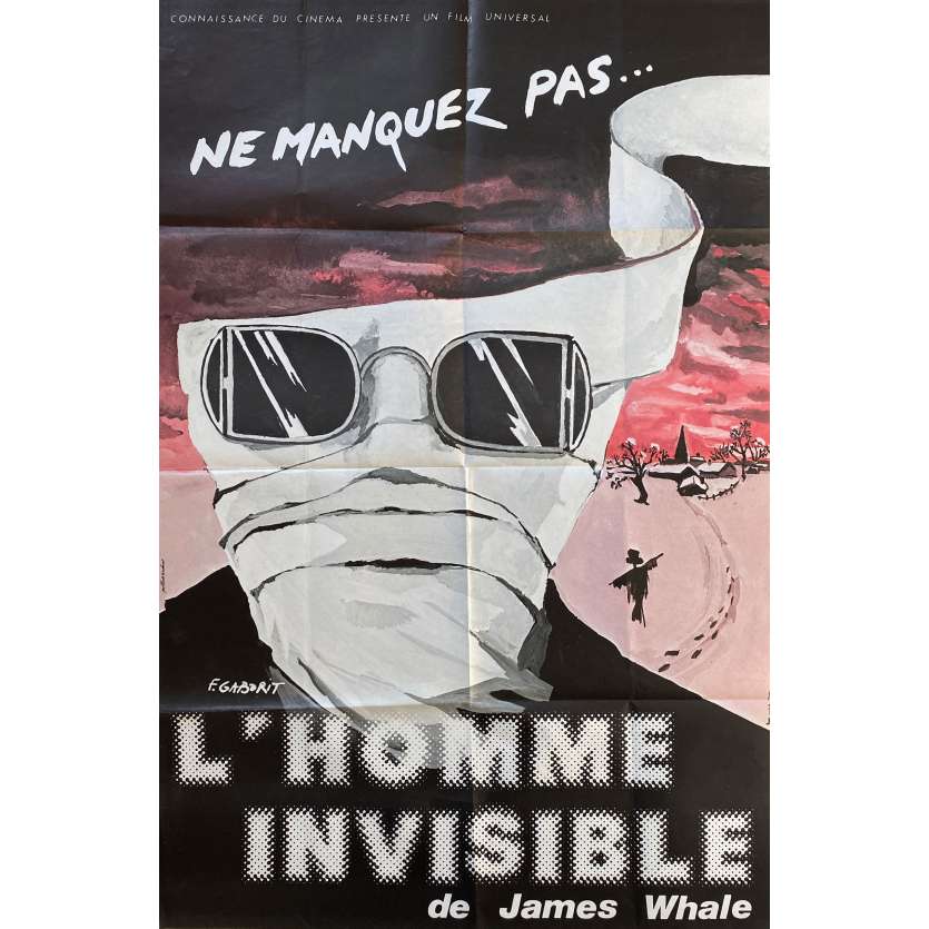 L'HOMME INVISIBLE Affiche de cinéma- 80x120 cm. - 1933/R1970 - Claude Rains, James Whale