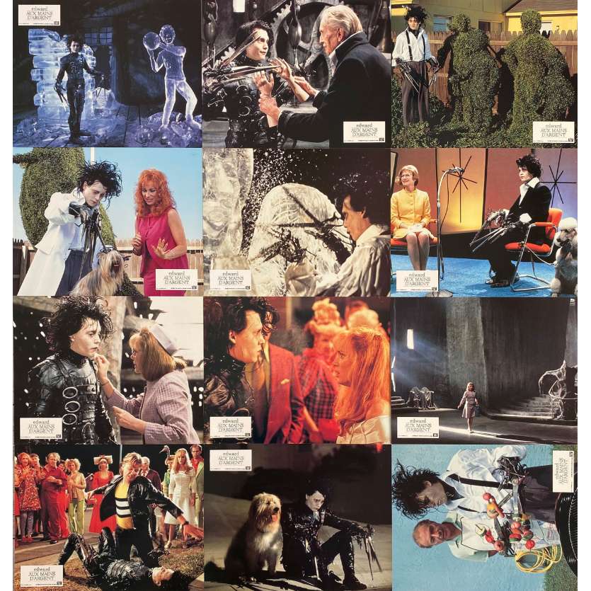 EDWARD SCISSORHANDS Vintage Lobby Cards x12 - 9x12 in. - 1992 - Tim Burton, Johnny Depp