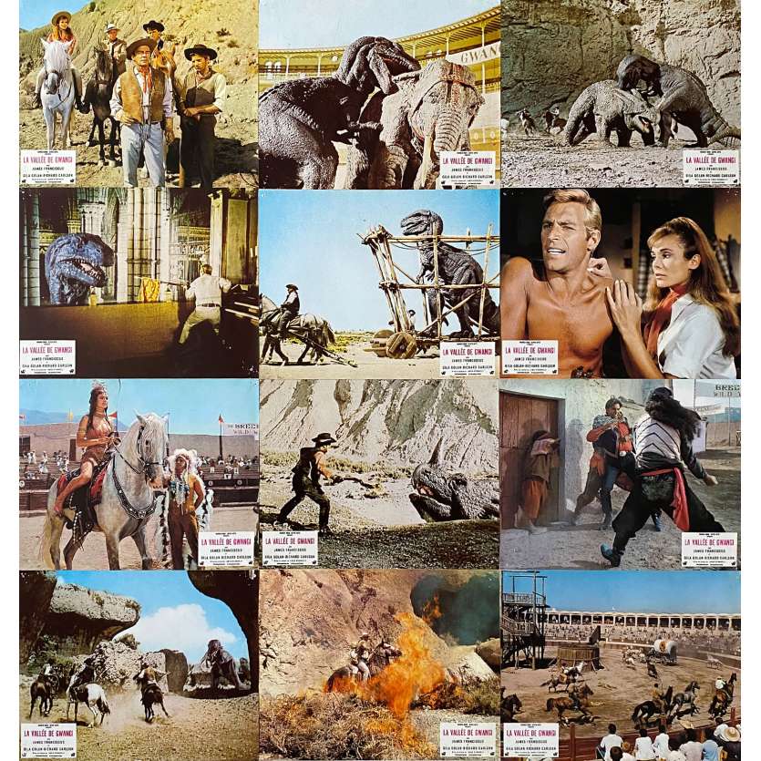 THE VALLEY OF GWANGI Vintage Lobby Cards x12 - 10x12 in. - 1969 - Ray Harryhausen, James Franciscus