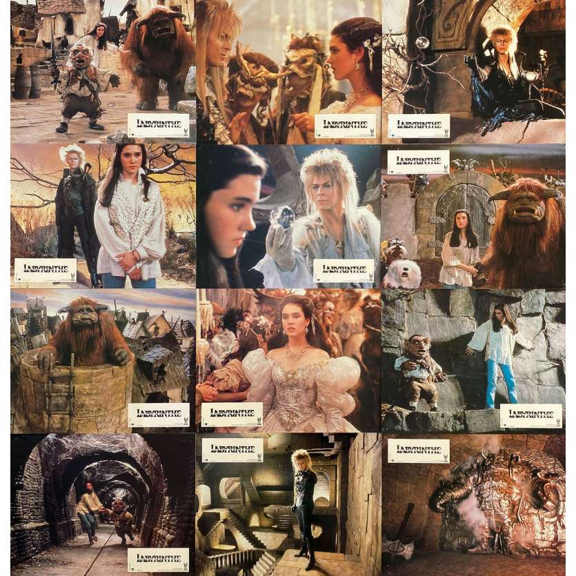 LABYRINTH Vintage Lobby Cards x12 - 9x12 in. - 1986 - Jim Henson, David Bowie