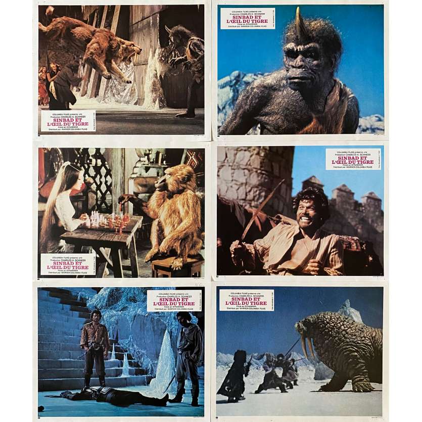 SINBAD AND THE EYE OF THE TIGER Vintage Lobby Cards x6 - 9x12 in. - 1977 - Sam Wanamaker, Jane Seymour