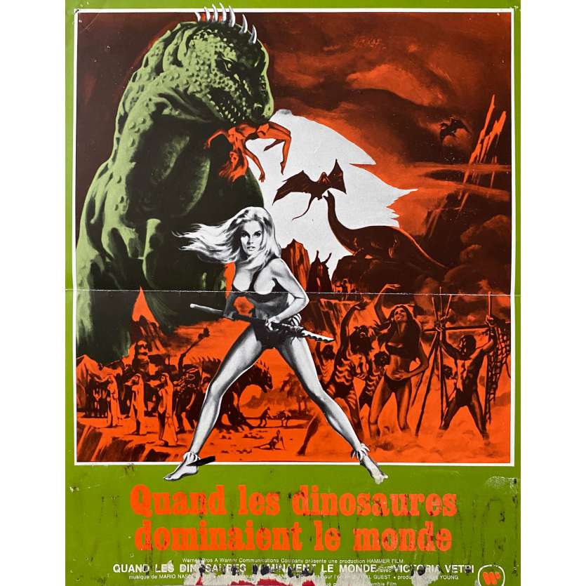 WHEN DINOSAURS RULED THE EARTH Vintage Herald- 9x12 in. - 1970 - Val Guest, Victoria Vetri