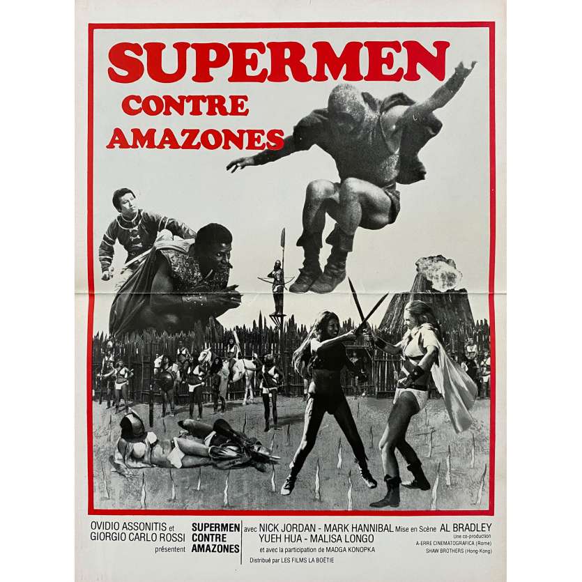 SUPER STOOGES VS THE WONDER WOMEN Vintage Herald- 9x12 in. - 1974 - Alfonso Brescia, Aldo Canti