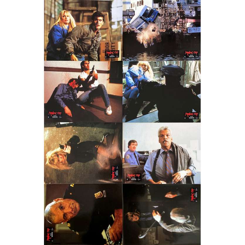 MANIAC COP Lobby Cards x8 - 10x12 in. - 1988 - William Lustig, Bruce Campbell