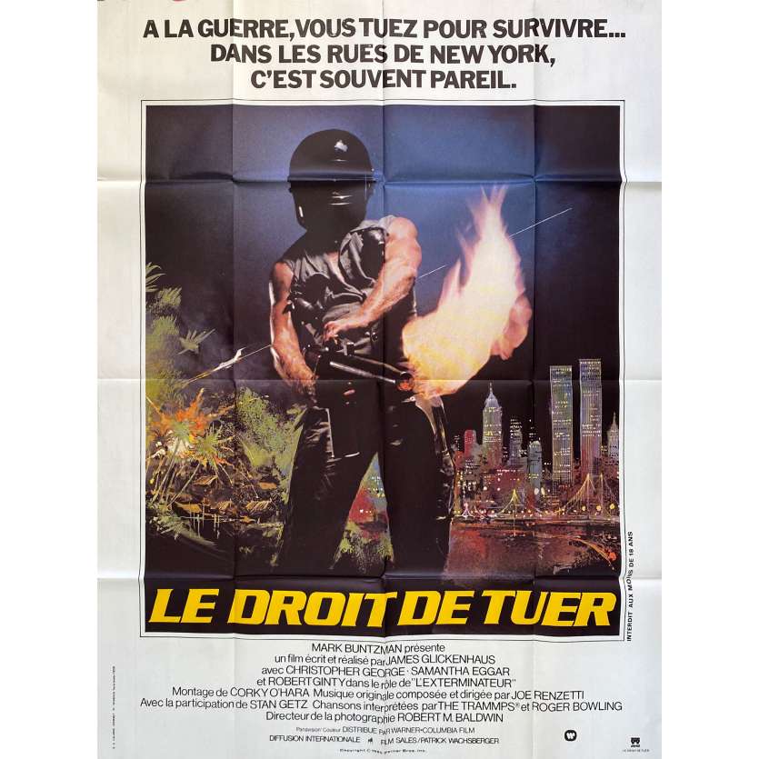 LE DROIT DE TUER Affiche de cinéma- 120x160 cm. - 1980 - Robert Ginty, James Glickenhaus