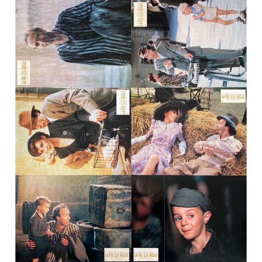 LIFE IS BEAUTIFUL Vintage Lobby Cards x6 - 9x12 in. - 1997 - Roberto Benigni, Nicoletta Braschi