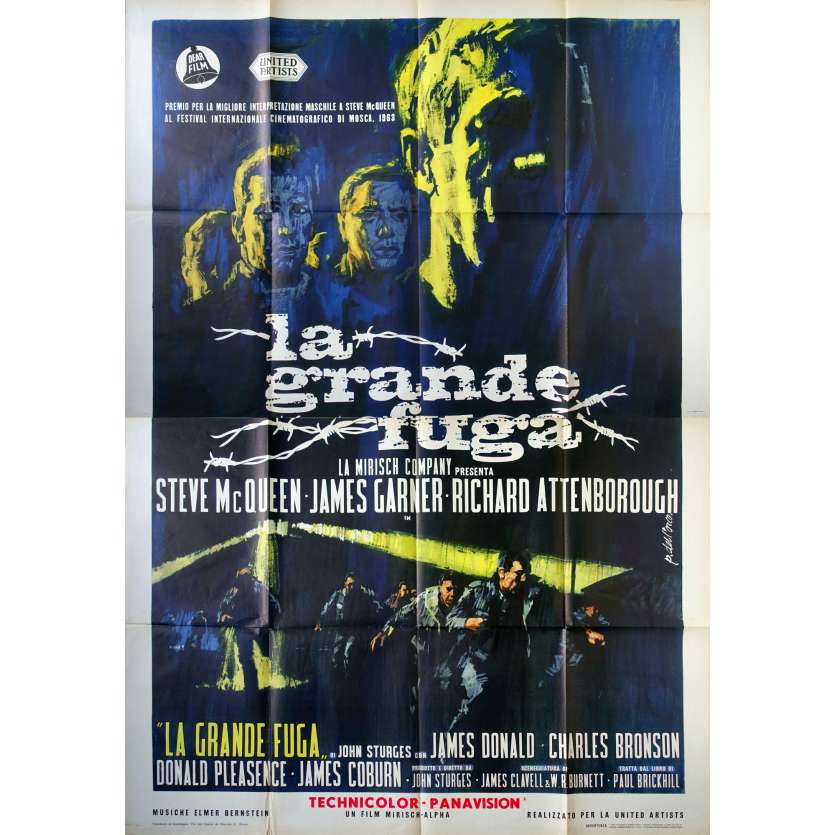 THE GREAT ESCAPE Rare Italian Movie Poster- 55x70 in. - 1963 - Steve McQueen
