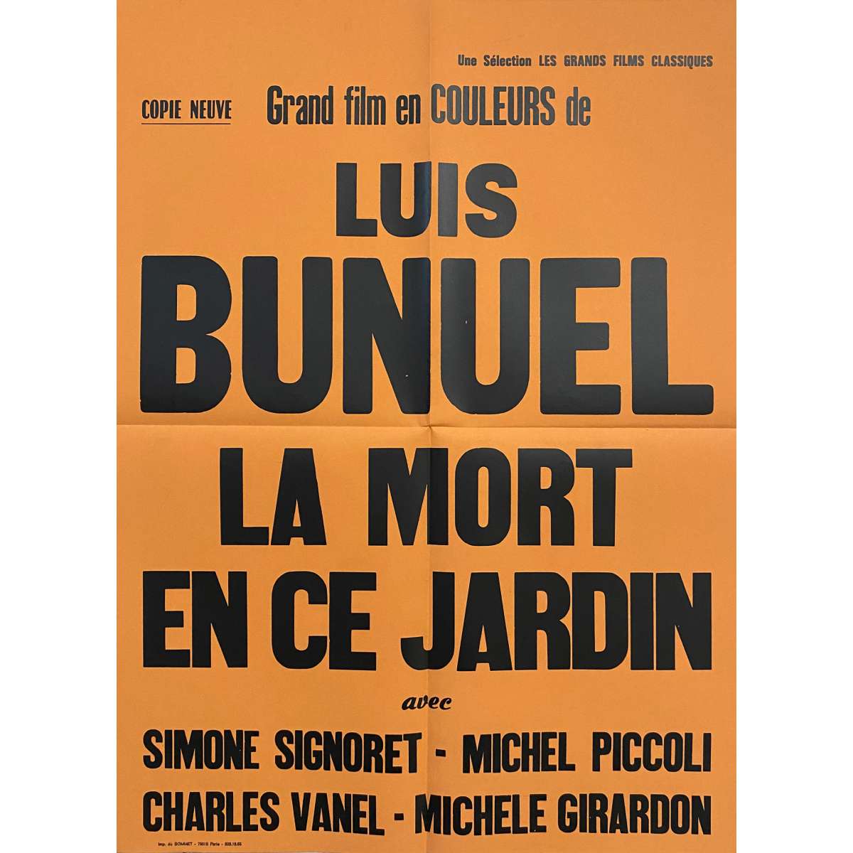 Affiche de cinéma française de LA MORT EN CE JARDIN 60x80 cm.
