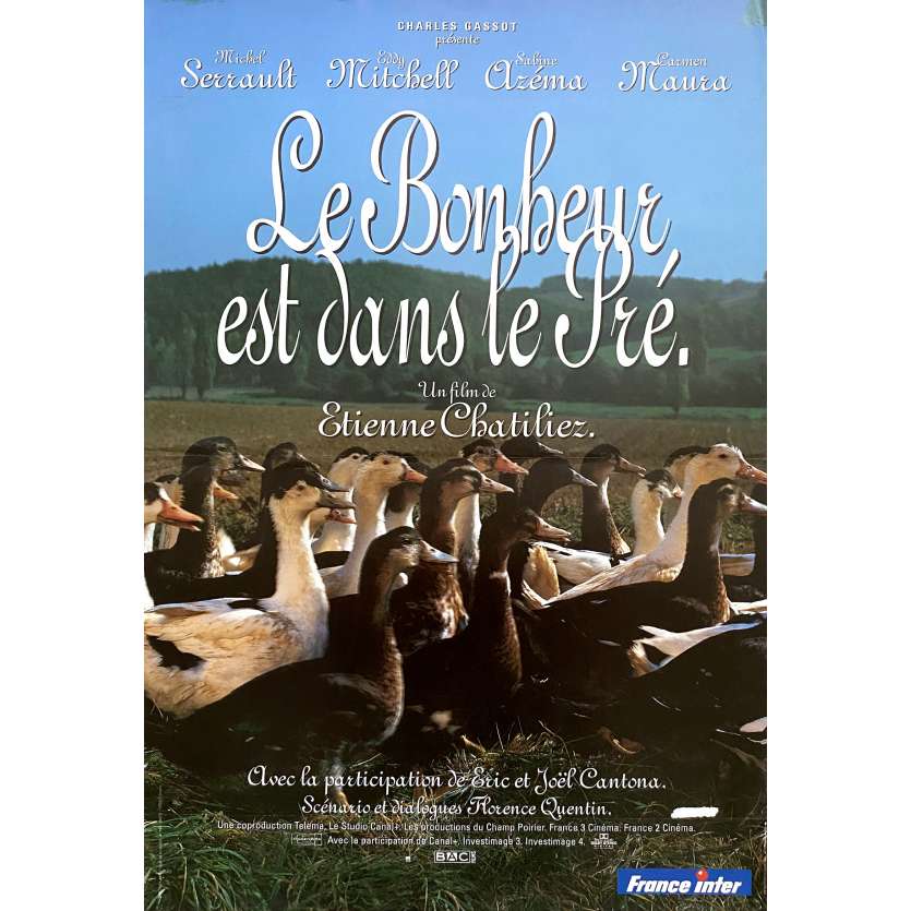 HAPPINESS IS IN THE FIELD Vintage Movie Poster- 15x21 in. - 1995 - Etienne Chatillez, Michel Serrault