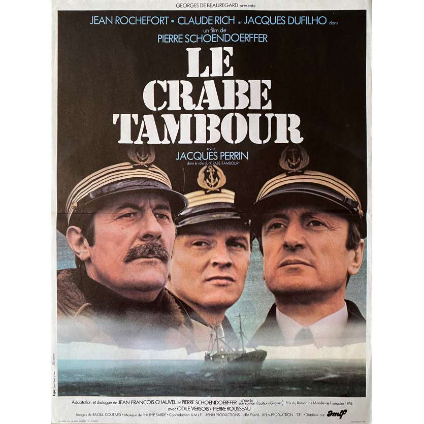LE CRABE TAMBOUR Vintage Movie Poster- 15x21 in. - 1977 - Pierre Schoendoerffer, Jean Rochefort