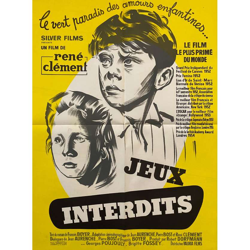 JEUX INTERDITS Affiche de cinéma- 60x80 cm. - 1952/R1950s - Brigitte Fossey, René Clément