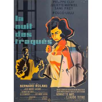 LA NUIT DES TRAQUES Vintage Movie Poster- 23x32 in. - 1959 - Bernard-Roland, Philippe Clay