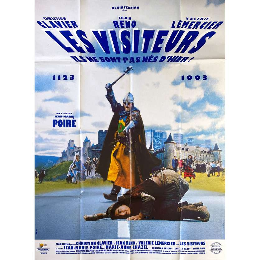 LES VISITEURS Affiche de cinéma- 120x160 cm. - 1993 - Jean Reno, Jean-Marie Poiré