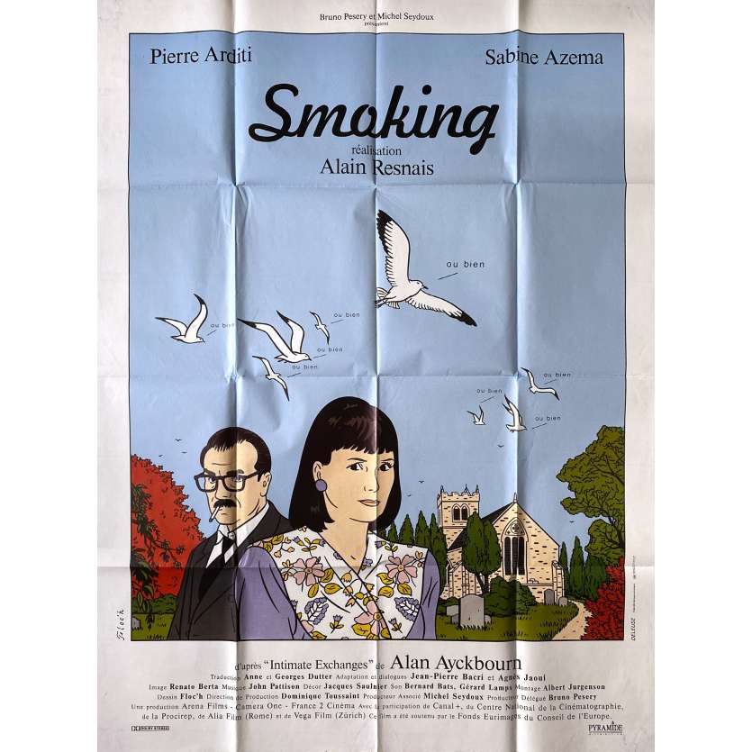 SMOKING Vintage Movie Poster- 47x63 in. - 1993 - Alain Resnais, Pierre Arditi