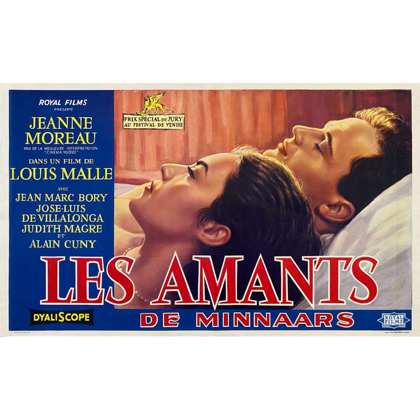 LES AMANTS Affiche de cinéma- 35x55 cm. - 1958 - Jeanne Moreau, Louis Malle