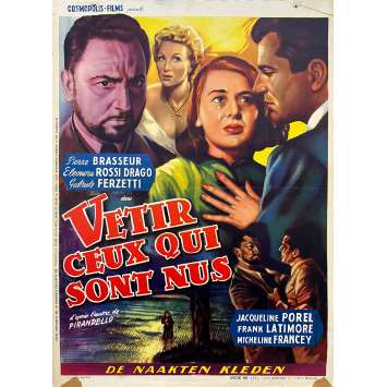 VESTIRE GLI IGNUDI Vintage Movie Poster- 14x21 in. - 1954 - Marcello Pagliero, Pierre Brasseur
