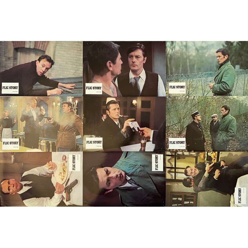 FLIC STORY Photos de film x9 - Jeu B - 21x30 cm. - 1975 - Alain Delon, Jacques Deray