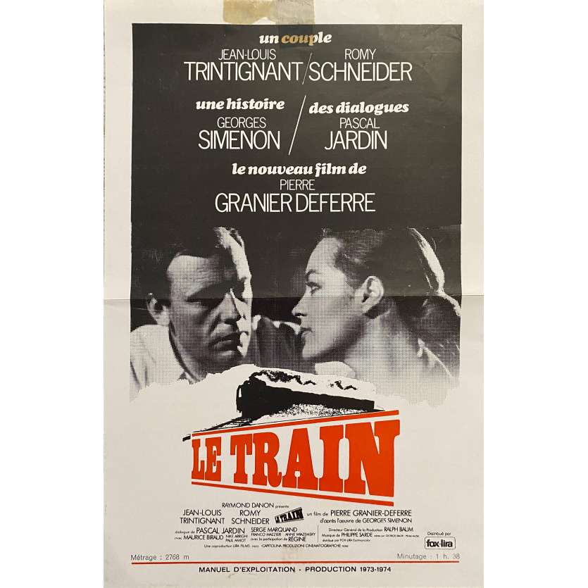 LE TRAIN Synopsis 2p - 21x30 cm. - 1973 - Jean-Louis Trintignant, Romy Schneider, Pierre Granier-Deferre