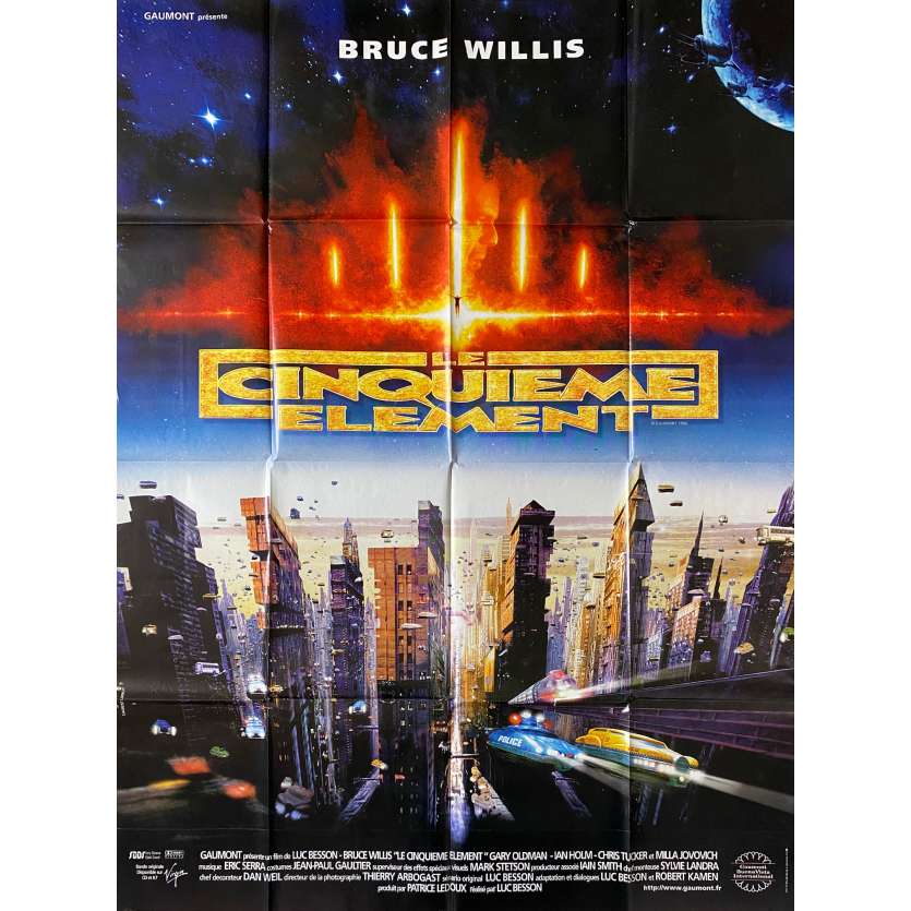 THE FIFTH ELEMENT Vintage Movie Poster Def. City - 47x63 in. - 1997 - Luc Besson, Bruce Willis