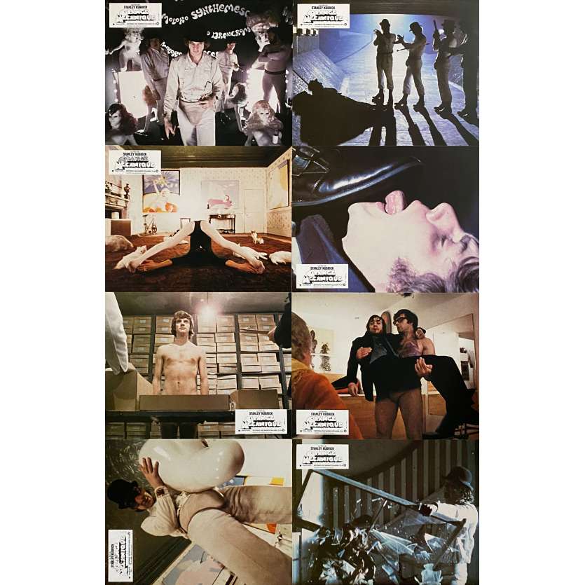 ORANGE MECANIQUE Photos de film x8 - 21x30 cm. - 1971/R1980 - Malcom McDowell, Stanley Kubrick