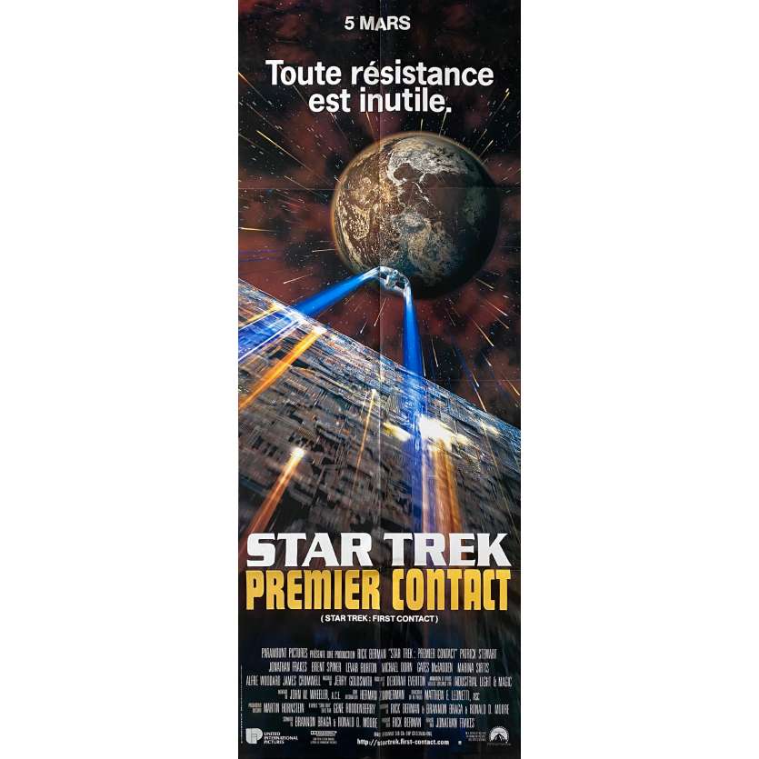 STAR TREK: FIRST CONTACT Vintage Movie Poster- 23x63 in. - 1996 - Jonathan Frakes, Patrick Stewart