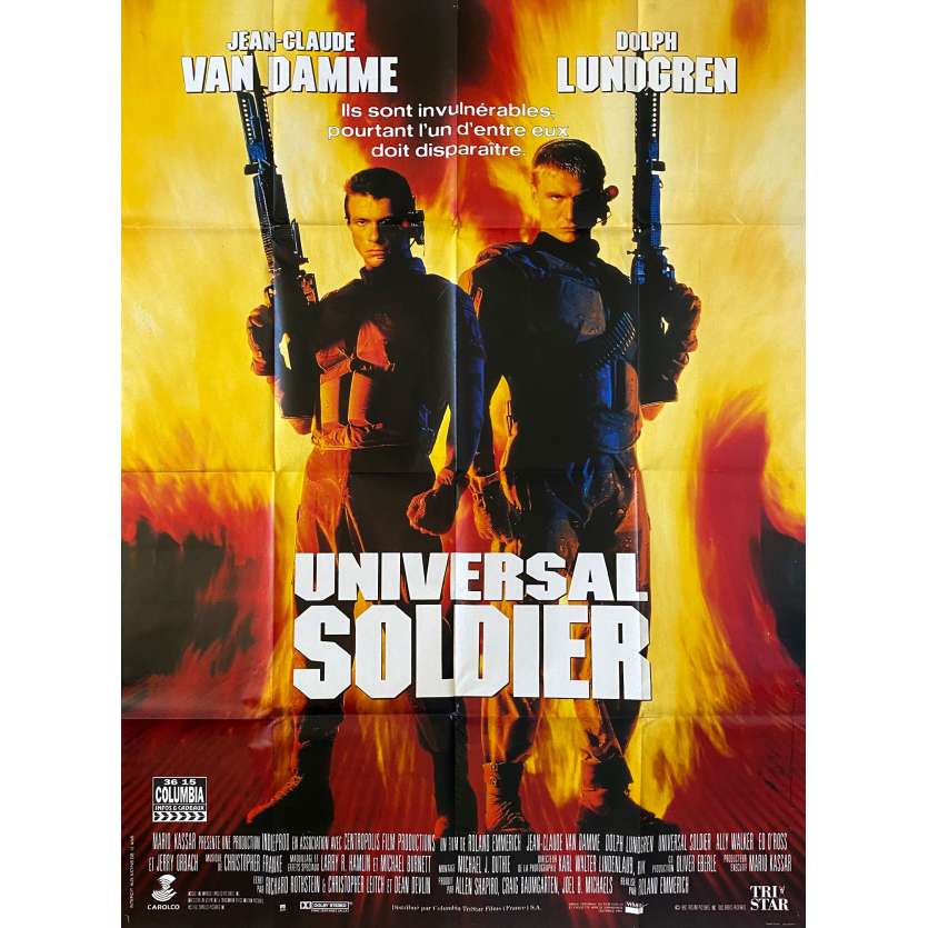 UNIVERSAL SOLDIER affiche de cinéma- 120x160 cm. - 1992 - Jean-Claude Van Damme, Dolph Lundgren, Roland Emmerich