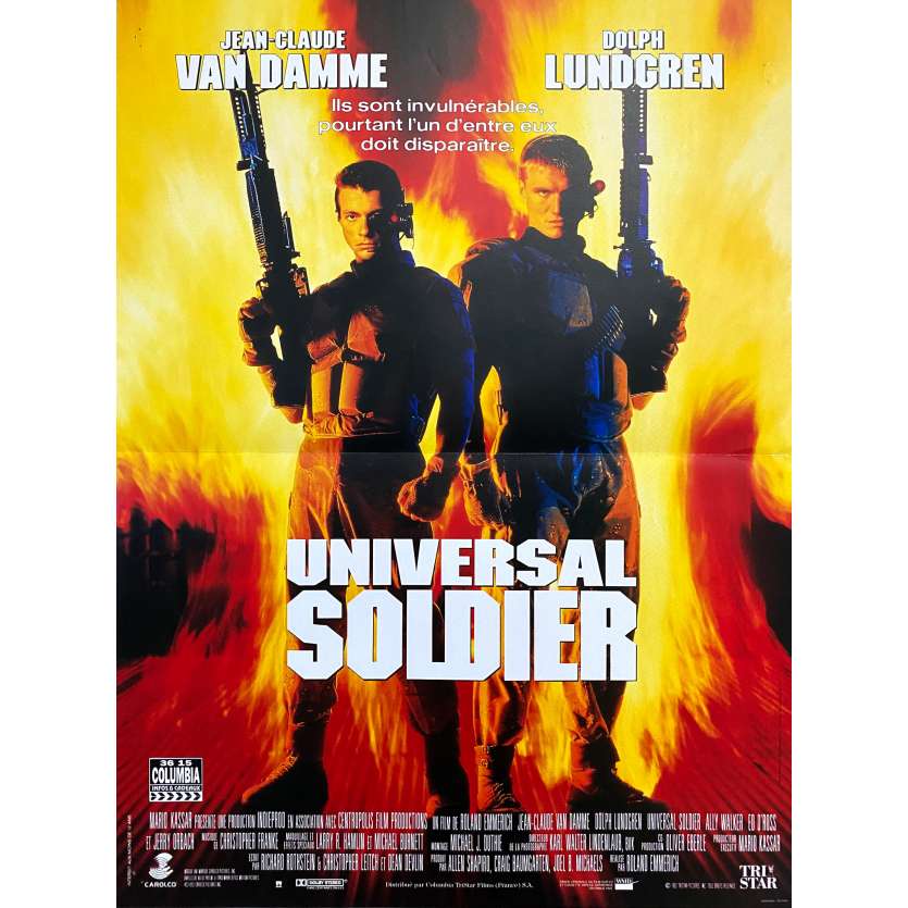 UNIVERSAL SOLDIER Original Movie Poster- 15x21 in. - 1992 - Roland Emmerich, Jean-Claude Van Damme, Dolph Lundgren