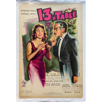 THIRTEEN AT THE TABLE Linenbacked Movie Poster- 15x21 in. - 1955 - André Hunebelle, Micheline Presle