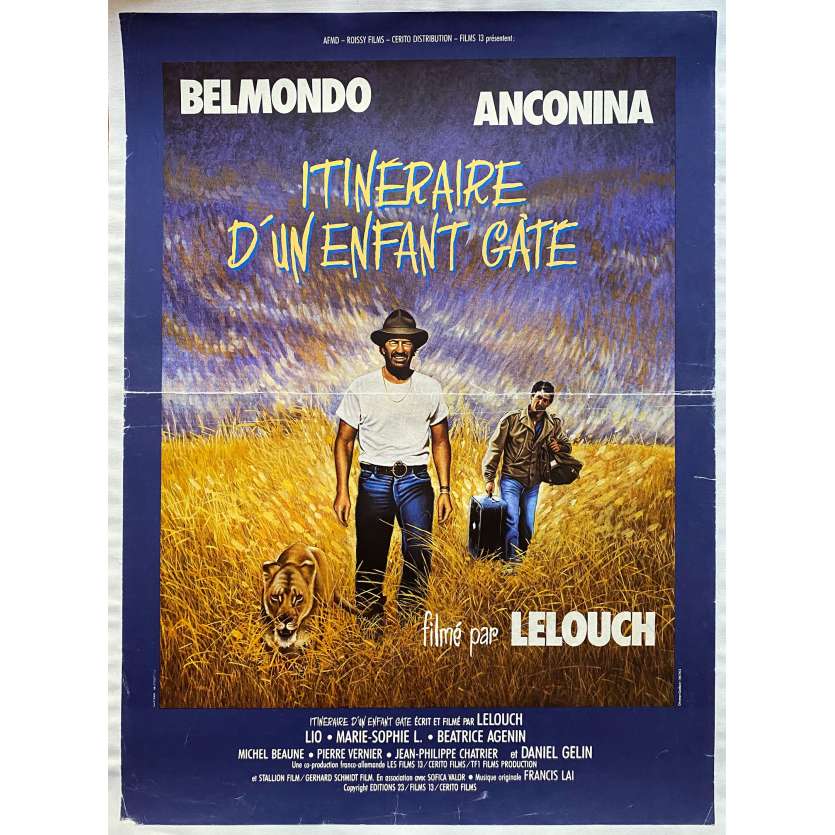 ITINERAIRE D'UN ENFANT GATE Affiche de film entoilée- 40x60 cm. - 1988 - Jean-Paul Belmondo, Claude Lelouch