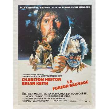 LA FUREUR SAUVAGE Affiche de film entoilée- 40x60 cm. - 1980 - Charlton Heston, Richard Lang