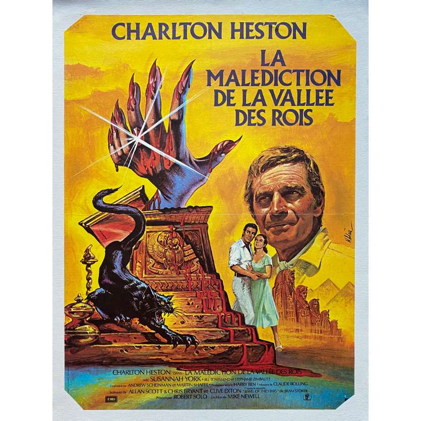 LA MALEDICTION DE LA VALLEE DES ROIS Affiche de film entoilée- 40x60 cm. - 1980 - Charlton Heston, Mike Newell