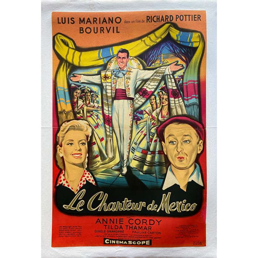LE CHANTEUR DE MEXICO Affiche de film entoilée- 40x60 cm. - 1956 - Luis Mariano, Richard Pottier