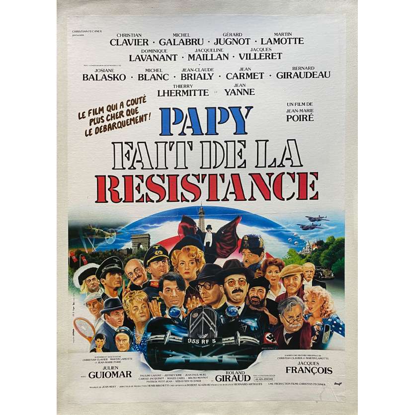 GRAMPS IN THE RESISTANCE Linenbacked Movie Poster- 15x21 in. - 1983 - Jean-Marie Poiré, Christian Clavier