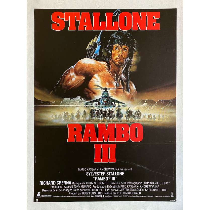 RAMBO III Linenbacked Movie Poster- 15x21 in. - 1988 - Sylvester Stallone, Richard Crenna