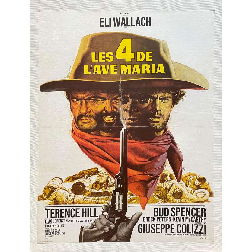 LES 4 DE L'AVE MARIA Affiche de film entoilée- 40x60 cm. - 1968 - Terence Hill, Bud Spencer, Giuseppe Colizzi