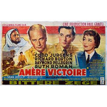 BITTER VICTORY Linenbacked Movie Poster- 14x21 in. - 1957 - Nicholas Ray, Richard Burton