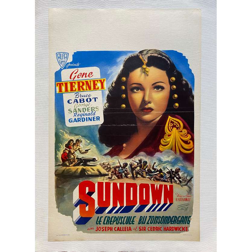 SUNDOWN Linenbacked Movie Poster- 14x21 in. - 1941/R1950 - Henry Hathaway, Gene Tierney