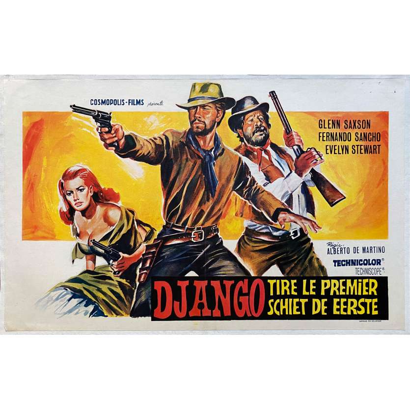 DJANGO TIRE LE PREMIER Affiche de film entoilée- 35x55 cm. - 1966 - Glenn Saxson, Alberto De Martino
