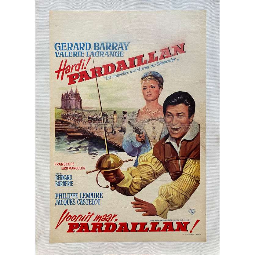 HARDI PARDAILLAN Affiche de film entoilée- 35x55 cm. - 1964 - Gérard Barray, Valérie Lagrange, Bernard Borderie